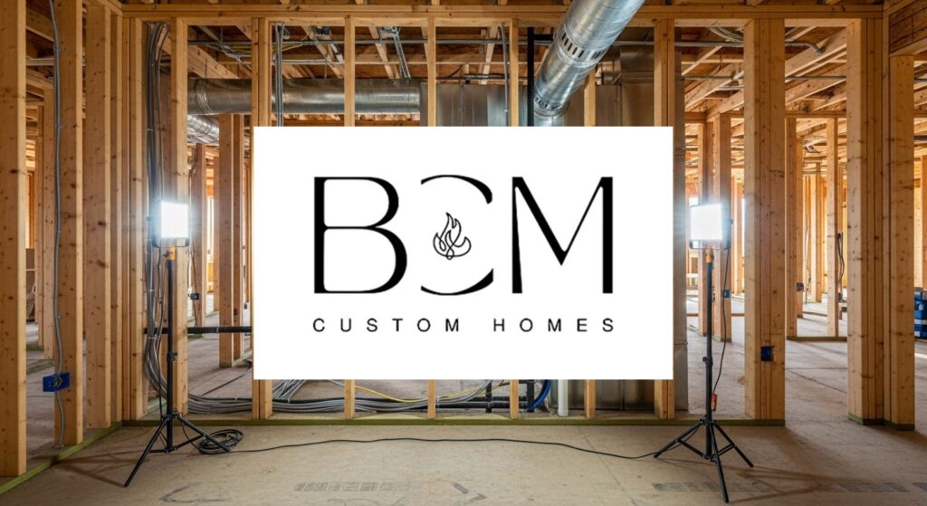 Interior view of custom home showing exposed electrical wiring