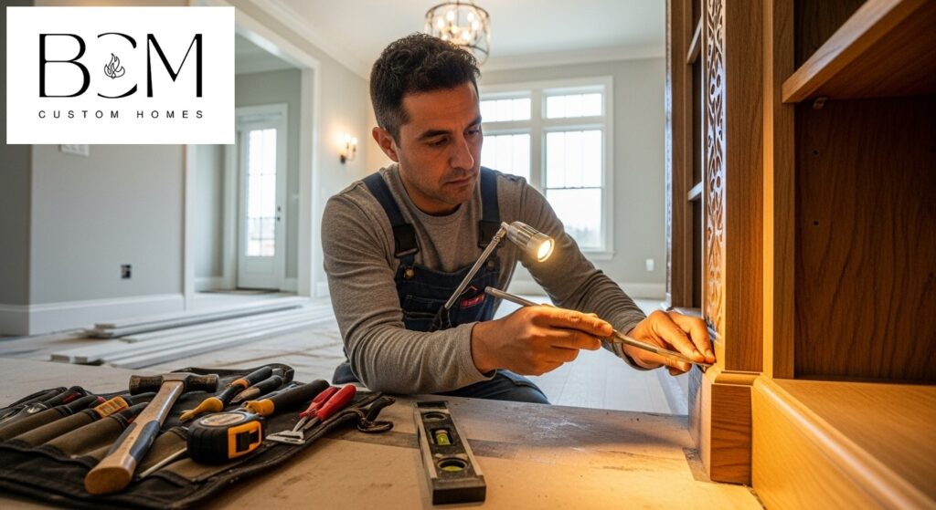 Master craftsman applying final finishes and detail work